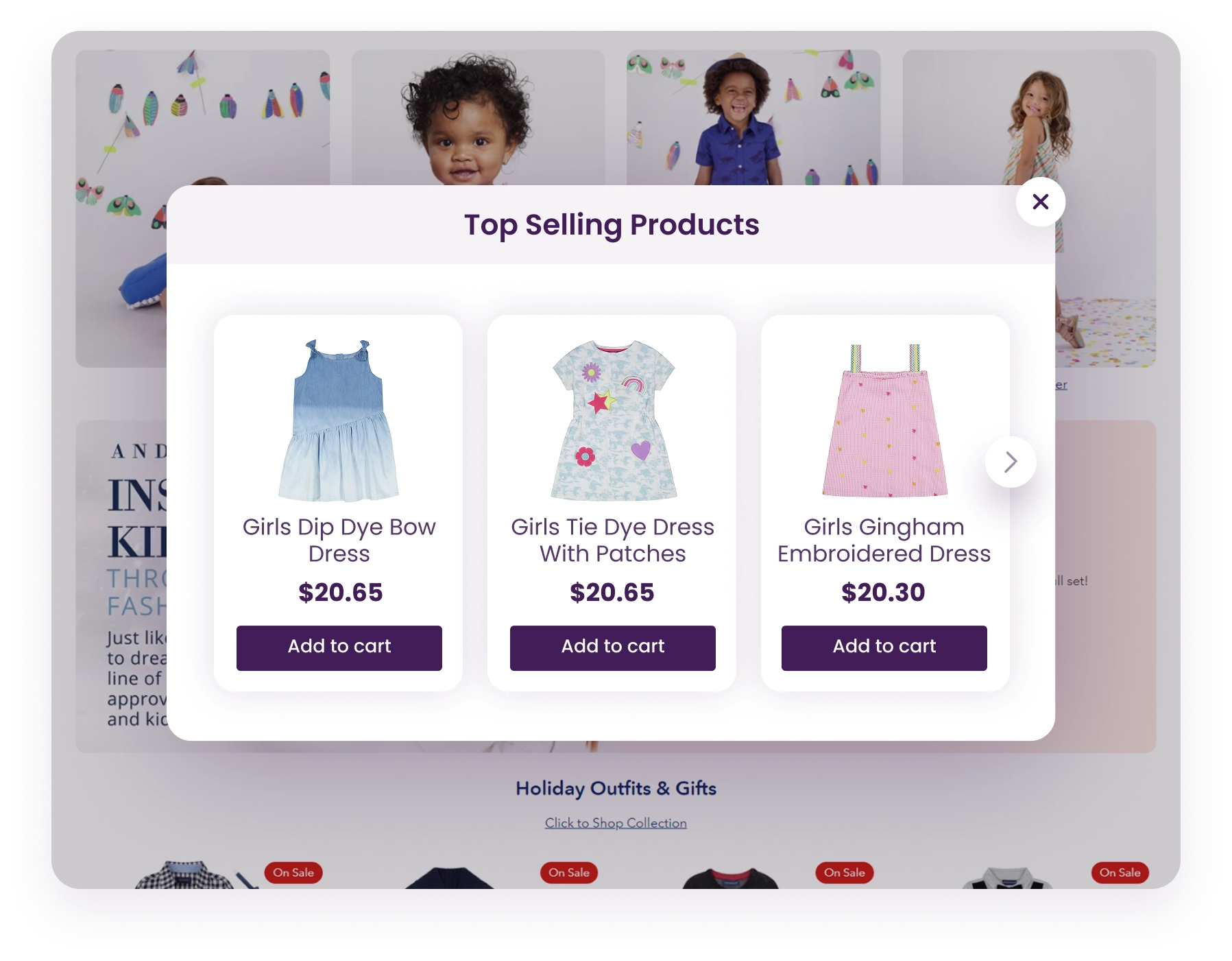Display personalized recommendations on cart page