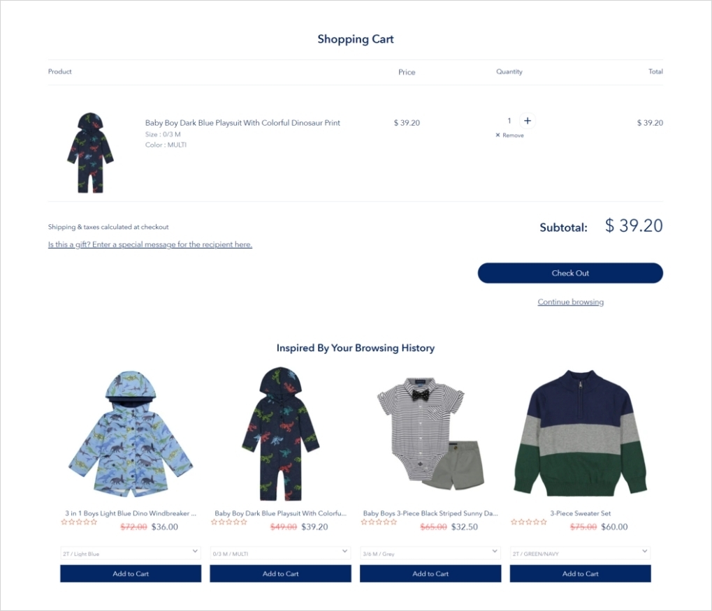 shopify cart upsell - wiser product recommendations